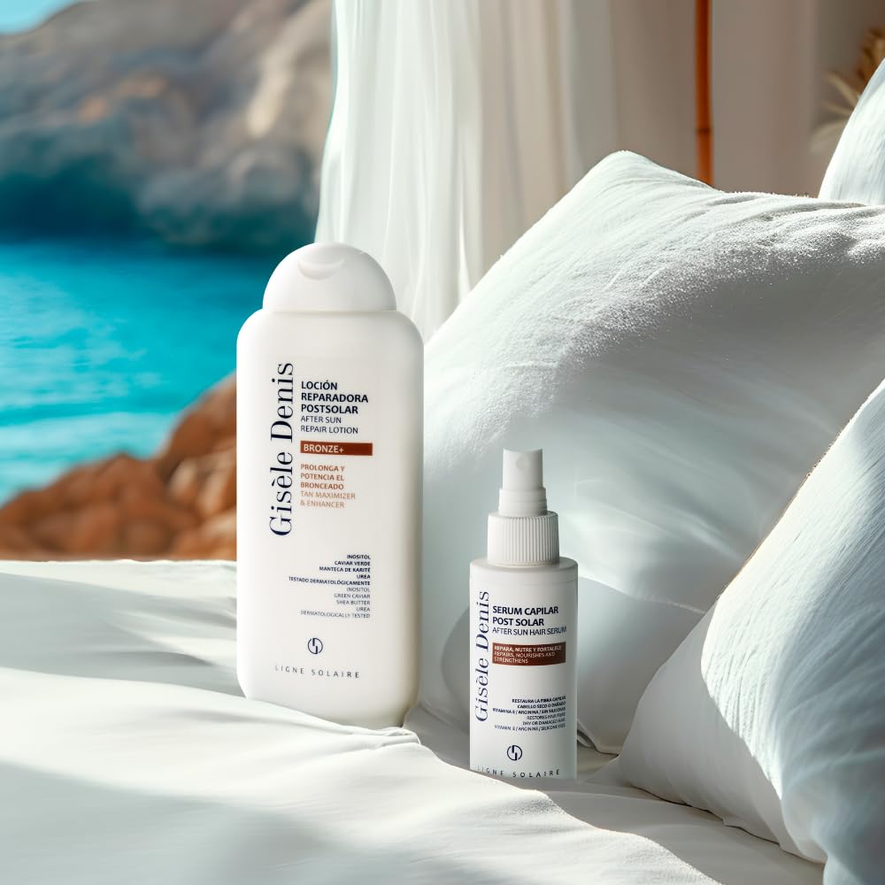 GISÈLE DENIS - Aftersun Bronze +, 400 ml, Crema Cuerpo, Cuidado de la Piel, Loción Reparadora Postsolar, con Inositol, Caviar Verde, Urea y Manteca de Karité, Nutre, Hidrata y Repara la Piel