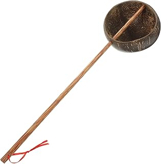 Multifunction Coconut Shell Bath Spoon Water Scoop with Smooth Finish Portable Household Ladle for Sauna Kitchen and Spa Use Natural Wood Texture Random Color