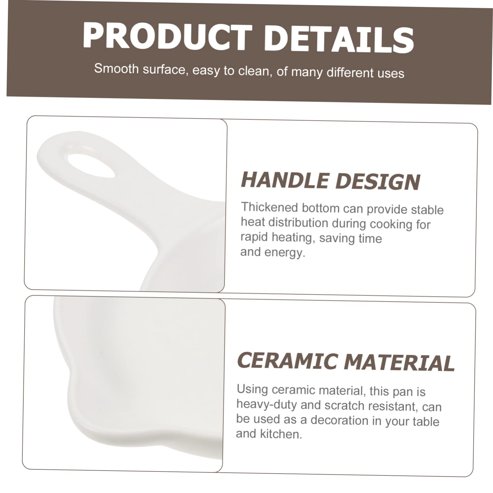 TIDTALEO Ceramic Bakeware Ceramic Pan with Handle Ceramic Baking Dish Condiment Mixing Pan Japanese Baking Pan Mini Fry Pan Chef Pan Pancake Pan Wok White Egg Pan Ceramics Cheese, 20.8X16.7X2.2CM