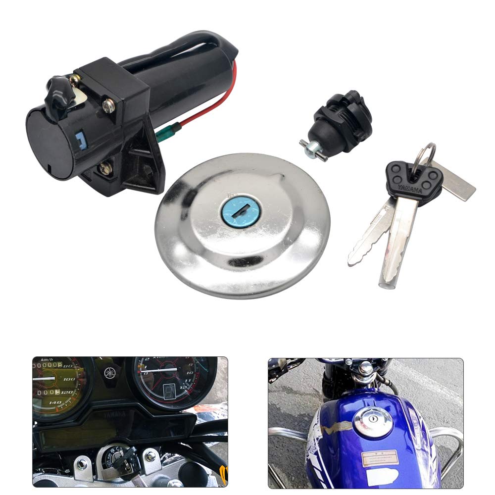 Riloer Juego de bloqueo de interruptor de encendido eléctrico para motocicleta, tapa de combustible y Gas, llave de bloqueo de asiento para Yamaha Ybr125 Ybr 125 2007-2014 ZH