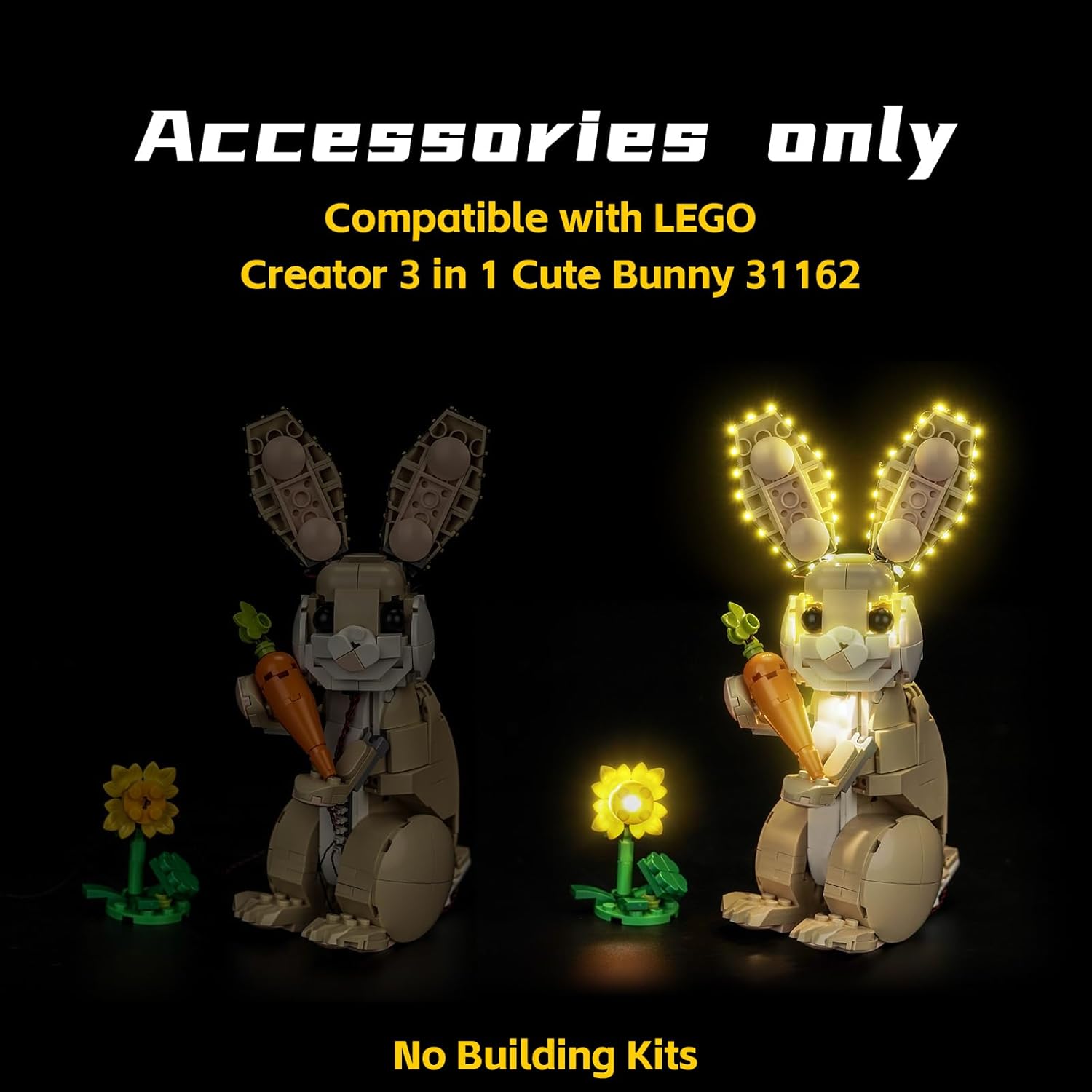 BrickBling LED Light Only, Compatible with Lego Creator 3 in 1 Cute Bunny 31162- Lights Only, Not Come with Model