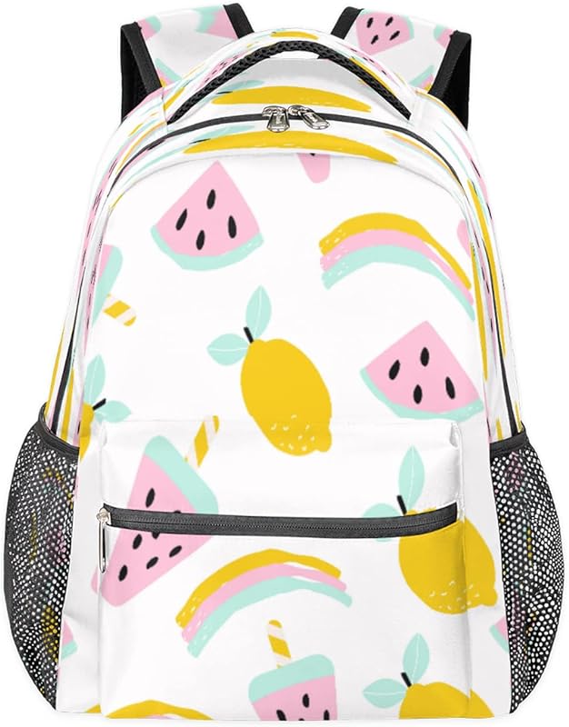 Mochilas de melancia para mulheres homens, frutas de limão mochila escolar para meninos e meninas adolescentes, mochilas para laptop para faculdade, mochila de viagem à prova d'água mochila para caminhada, Multicor, Medium em oferta na Shopee