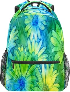 Mochila escolar para meninos e meninas, amarelo, azul, verde, margaridas abstratas, bolsa de ombro para estudantes, bolsa de ombro para meninos e meninas, leve, durável, bolsa de viagem para trilhas, acampamento, mochila de dia