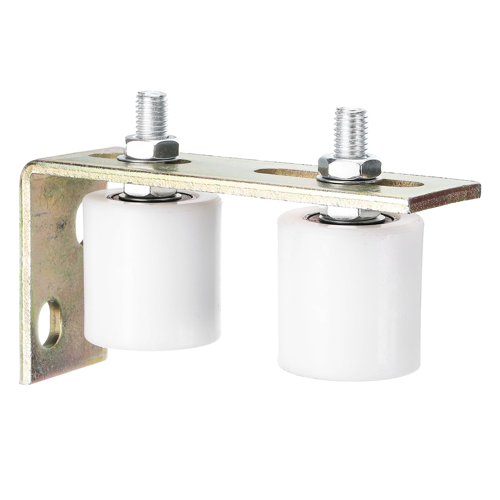 QUARKZMAN 2Pcs Rodillo Guía para Puerta Corredera, 2" Rodillos de Nylon Conjunto de Soporte y Bracket en Forma L, Rodillo Guía Universal con Rodamiento Bolas Sellado, Blanco