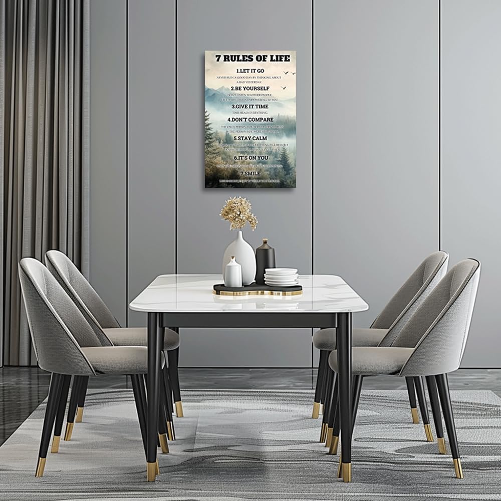 CGXLB 7 Rules of Life Wall Art Motivational Canvas Print Inspirational Forest Pictures Nature Decor for Office Study Mindful Living Room 12"x18" image 4