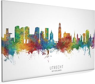 Utrecht The Netherlands Skyline Box Canvas Print with City Name -8626