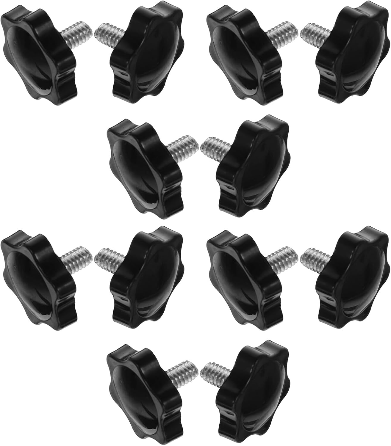 NOLITOY 20pcs Plastic Hexagonal Star Knobs with 1/4"-20 Thread, Hand Tightening Handle Screw Knobs for Machinery, Industrial Clamping and Replacement Accessories