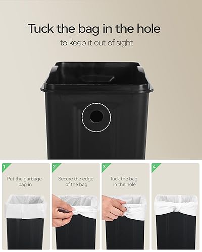 Miniatura 7 de Nunsino Cubo de basura pequeño para baño con 40 bolsas de basura, cubo de basura de acero inoxidable de 2.6 galones con tapa de cierre suave,