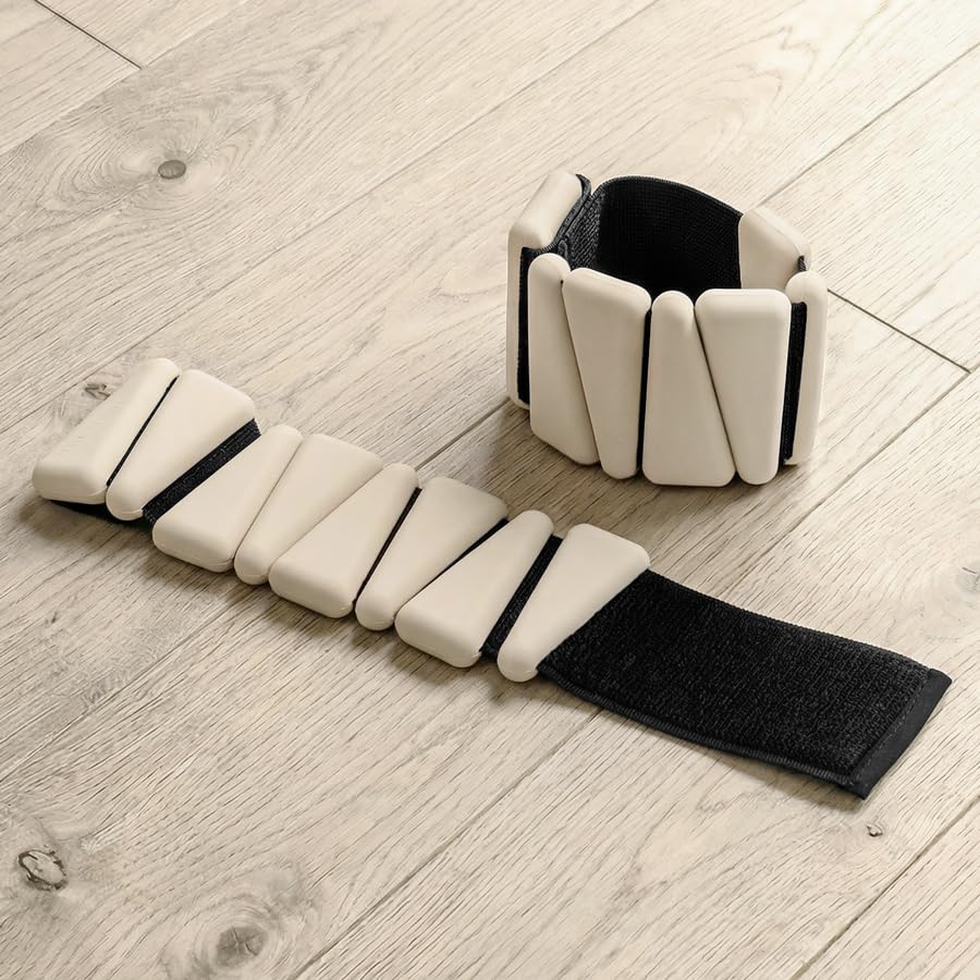 FORZA Wrist & Ankle Weights Straps 0.5kg Each – Soft-Touch Silicone Weighted Straps for Yoga, Pilates, Walking, Mobility & Rehabilitation Training (Beige)