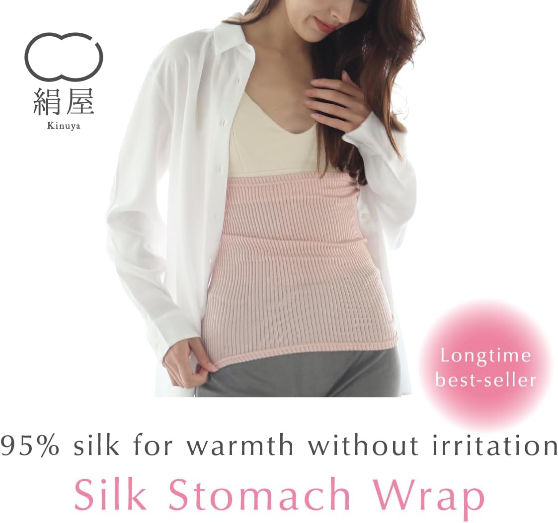 Kinuya Silk Waist Warmer Belly Warmer Haramaki Silk Ribbed and Stretchy - Image 2