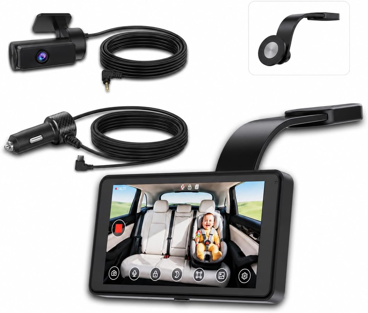 Spedal 5-Inch Wired Baby Car Camera Monitor with Low-Light Full Color View