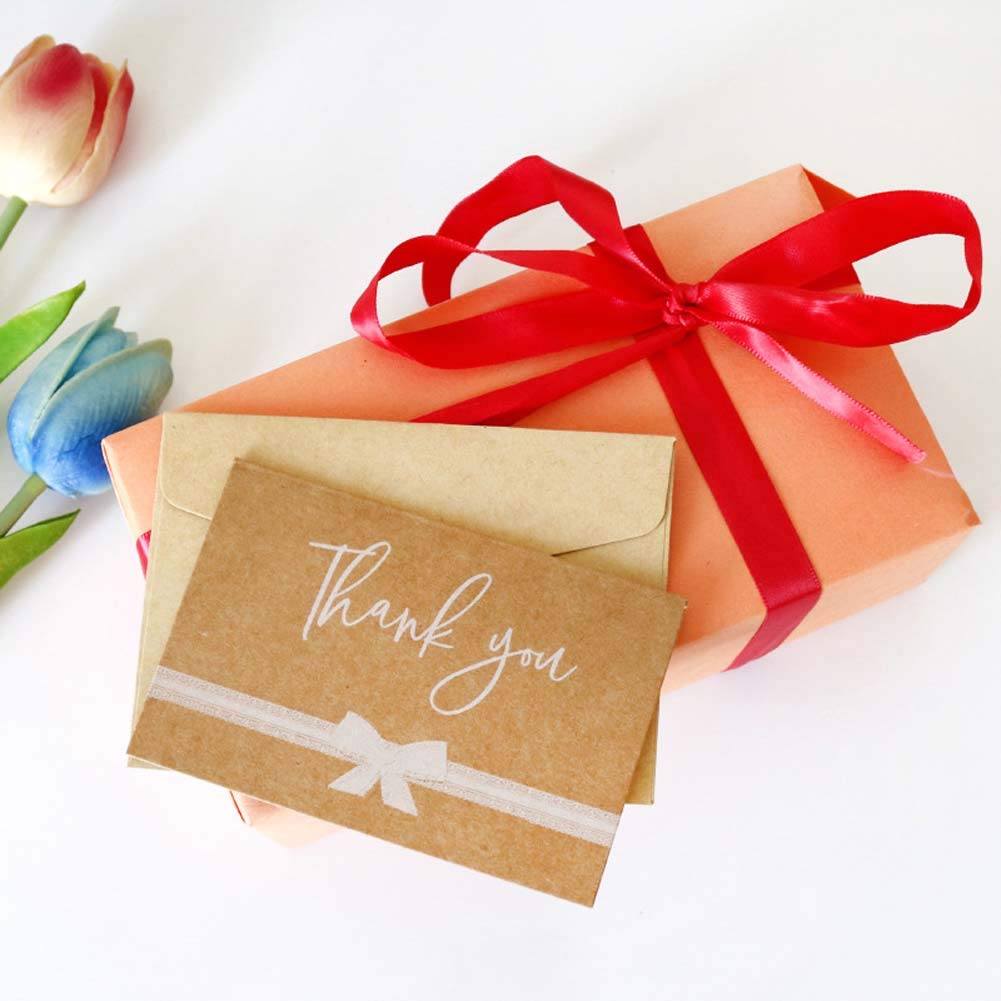 Biglietti di ringraziamento in carta kraft Confezione da 12 pezzi con 6 diversi disegni con buste e 12 adesivi per matrimoni, baby shower, biglietti di ringraziamento (biglietto di ringraziamento