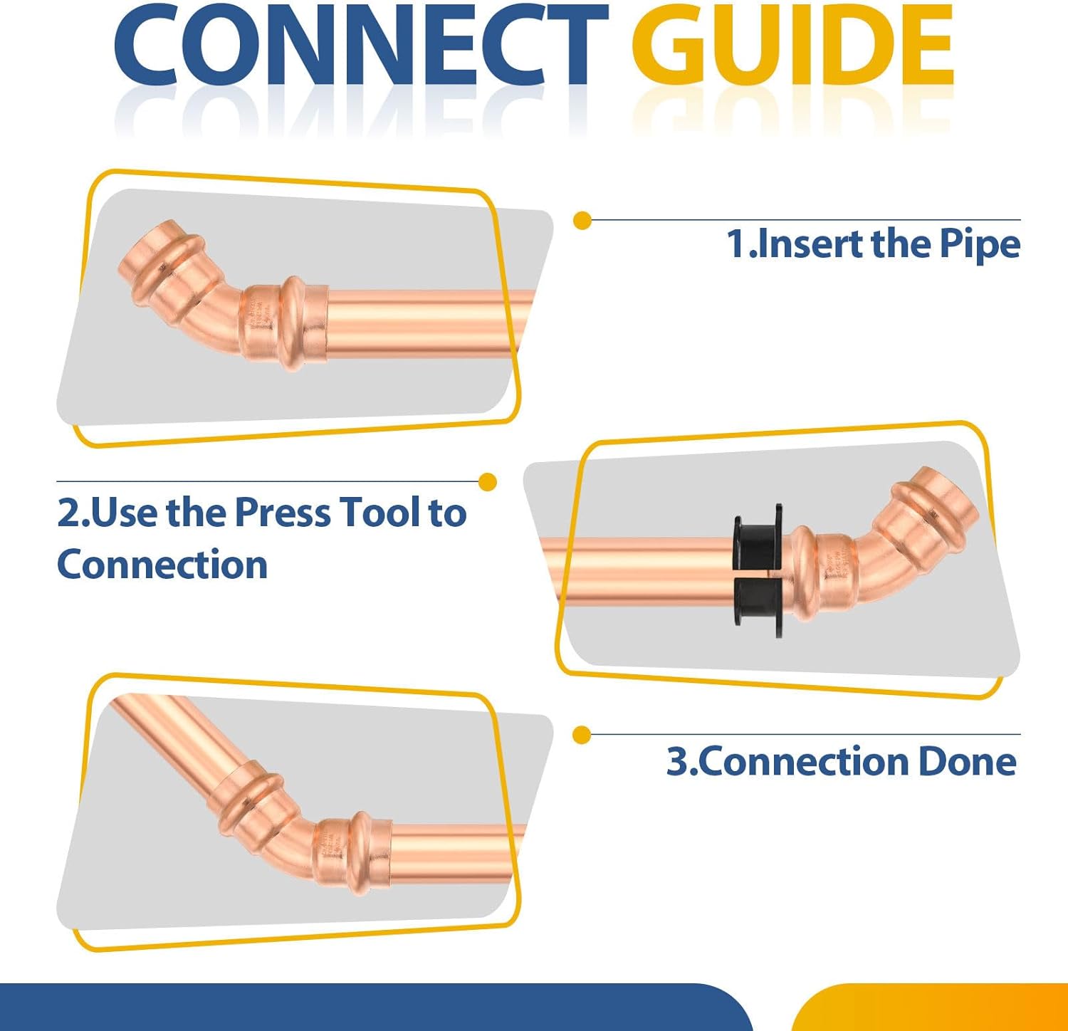 10-PACK GUOFIS Copper Press Elbow Fitting, 3/4 Inch P x P 45 Degree Press Elbow for Water Lines