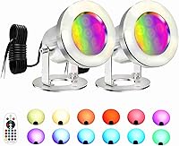 Vista 1 de Luces LED para estanque con control remoto, 6W SS316 de acero inoxidable RGB subacuática fuente luz IP68 impermeable al aire libre luces
