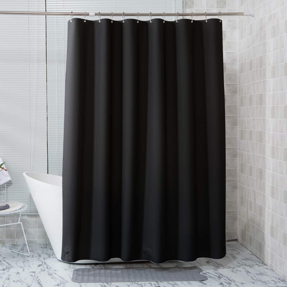 Amazer 2 Pack Shower Curtain Liners,72''W x 84''H EVA Shower Curtain with Heavy Duty Clear Stones and Grommet Holes, Waterproof Thick Bathroom Plastic Shower Curtains Without Chemical Odor - Black