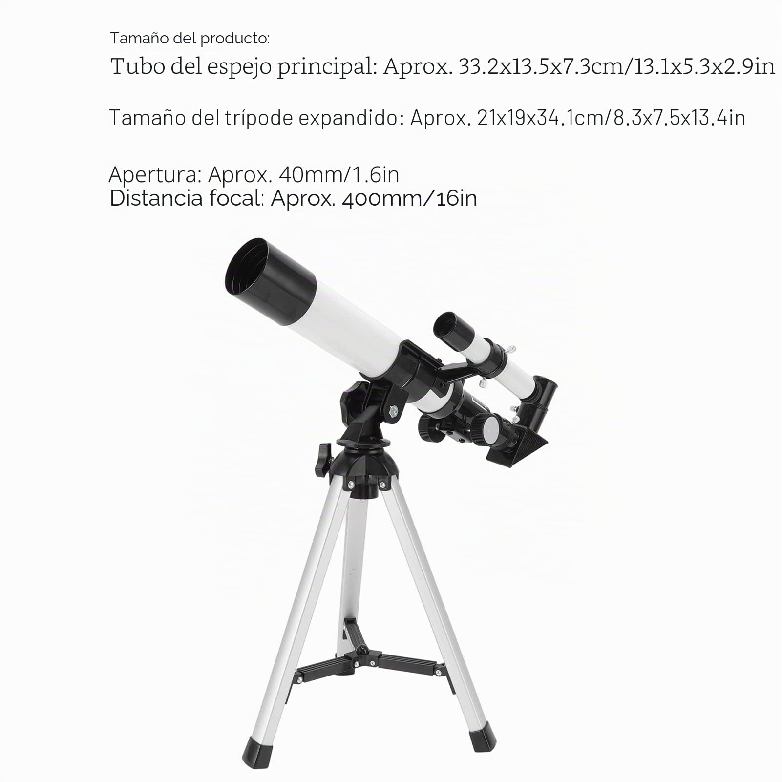 Apertura del Telescopio de 40 Mm, Telescopio Refractor Astronómico Portátil de Longitud Focal de 400 Mm, Telescopio Profesional Refractor Astronómico, Telescopio para Adultos Niños