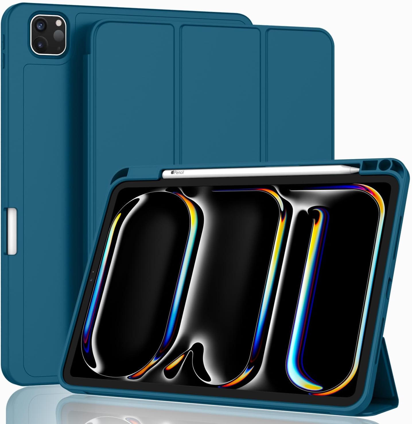 ZryXal New iPad Pro 13 Inch Case (M5) 2025 / (M4) 2024 with Pencil Holder, Smart iPad Case [Support Pencil Pro and Pencil (USB-C)], Support Touch ID and Auto Wake/Sleep (Teal)