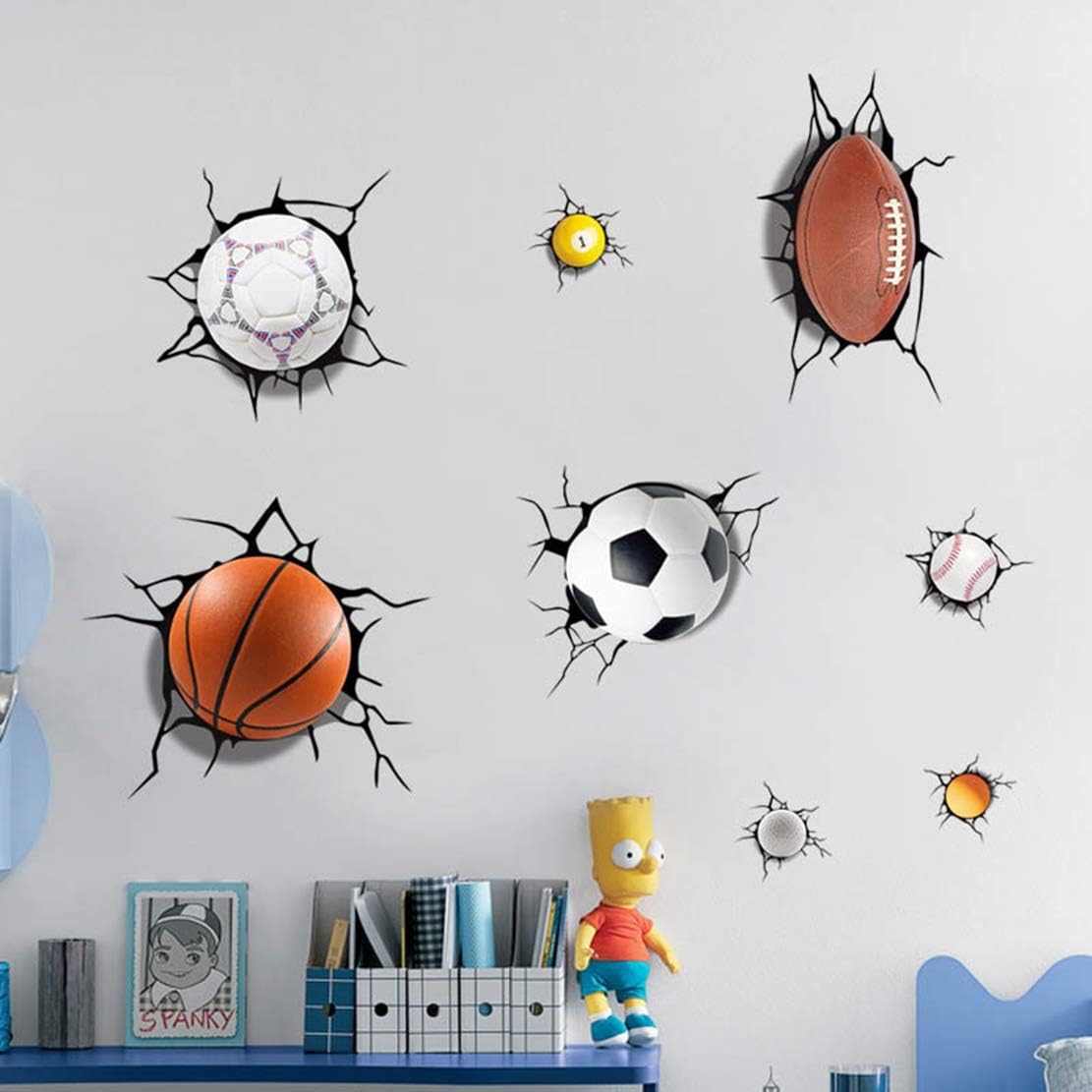 U-Shark® 3D Self-Adhesive Removable Break Through The Wall Vinyl Wall Stickers/Murals Art Decals Decorator (Flying Fire Basketball (19.7" X 27.6")) : Tools & Home Improvement