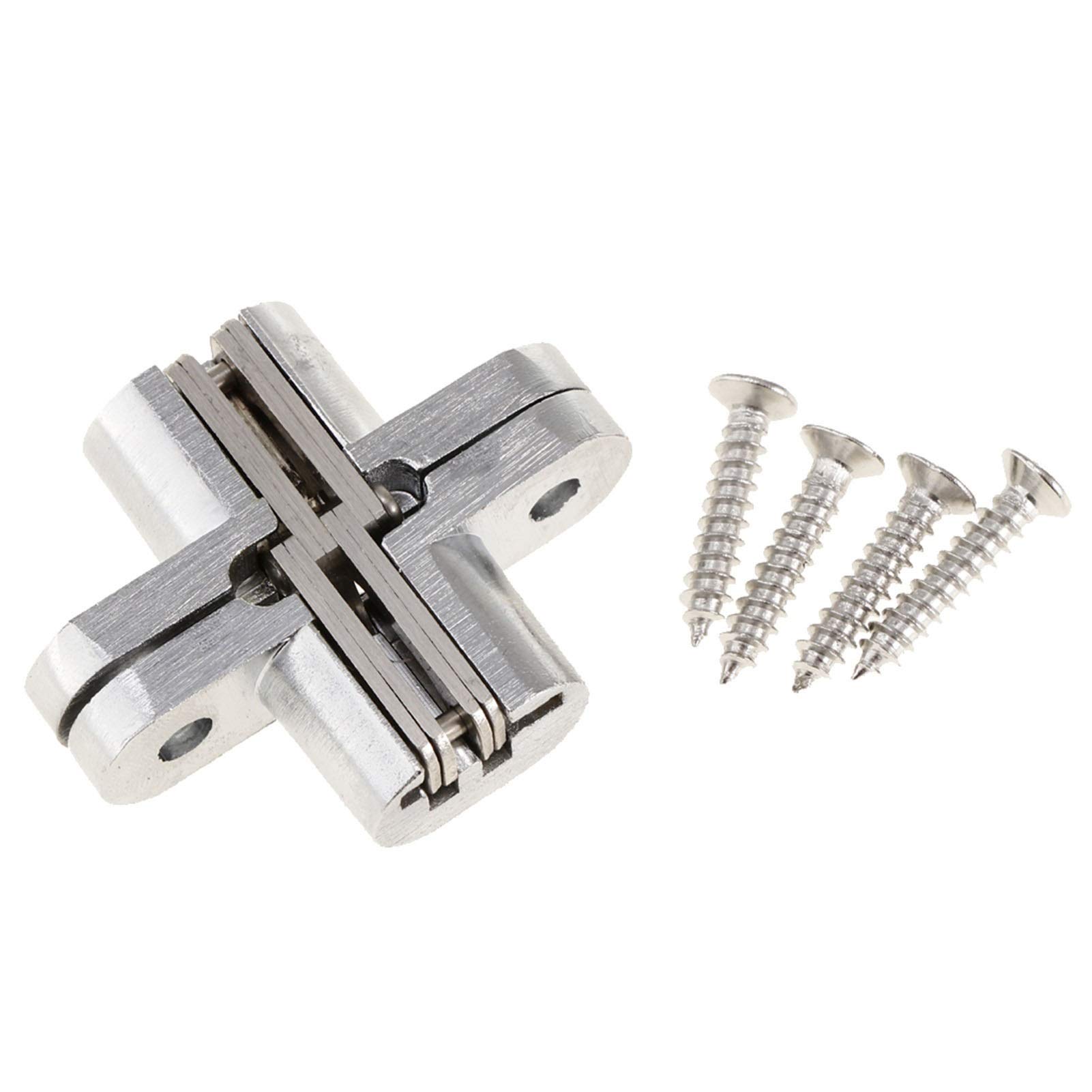 AUNANGLJSCS Heavy Duty Cross Stainless Steel Hidden Hinge Concealed Door Invisible Worktop Hinges for DIY Furniture Hardware(10kg Load Bearing)