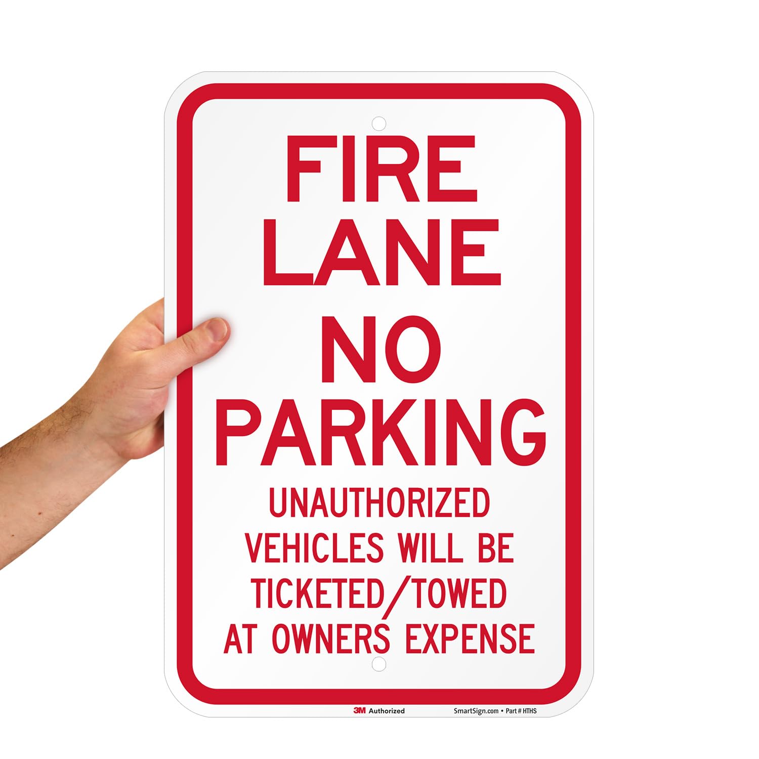 SmartSign Fire Lane - Señal de vehículos no autorizados remolcados - 12 x 18 pulgadas, compuesto de aluminio de 120 mil (ACM), material reflectante de grado ingeniero, rojo y blanco