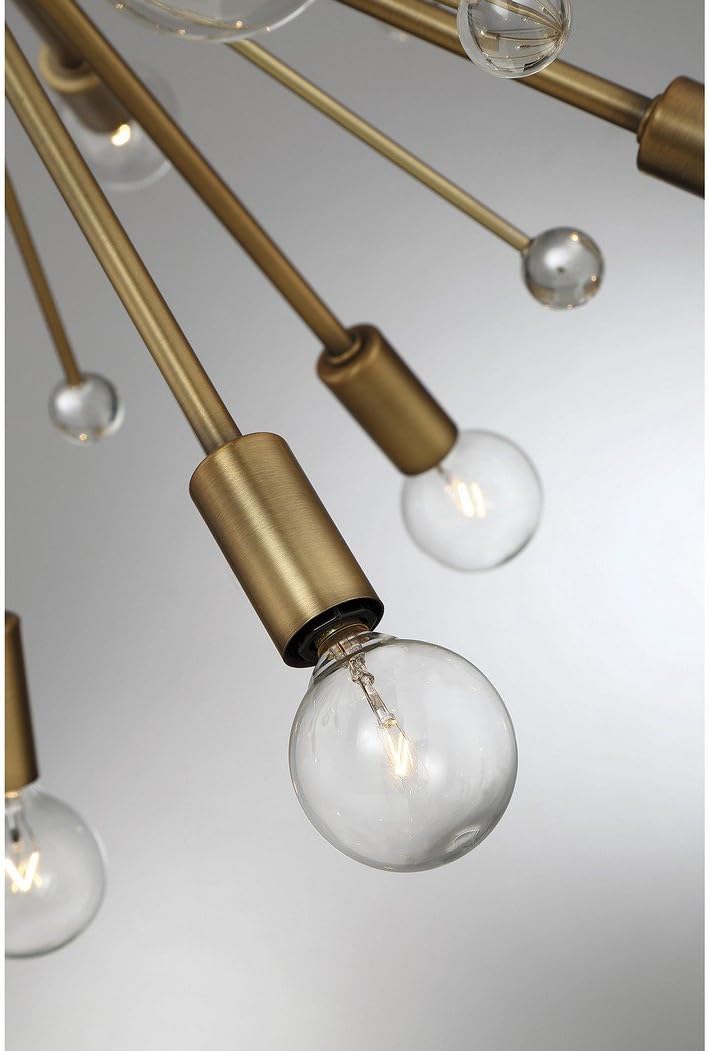 Savoy House 7-6099-24-322 Galea Mid-Century Modern Bohemian Sputnik Style Chandelier, 24-Light 600 Total Watts, 14" H x 23" W, Warm Brass