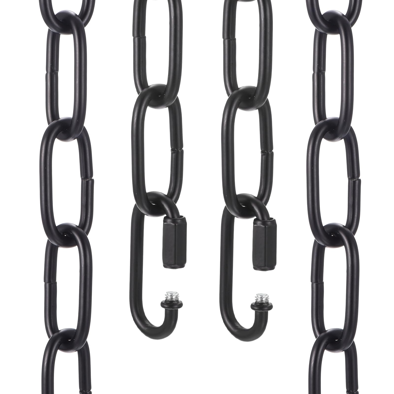 sourcing map 1ft Lighting Hanging Chain, 4mm/0.16" Looping Metal Pendant Chandelier Chain Extension with 2 Quick Link Lock for Hanging Plant Pendant Chandelier Light Fixture, Black