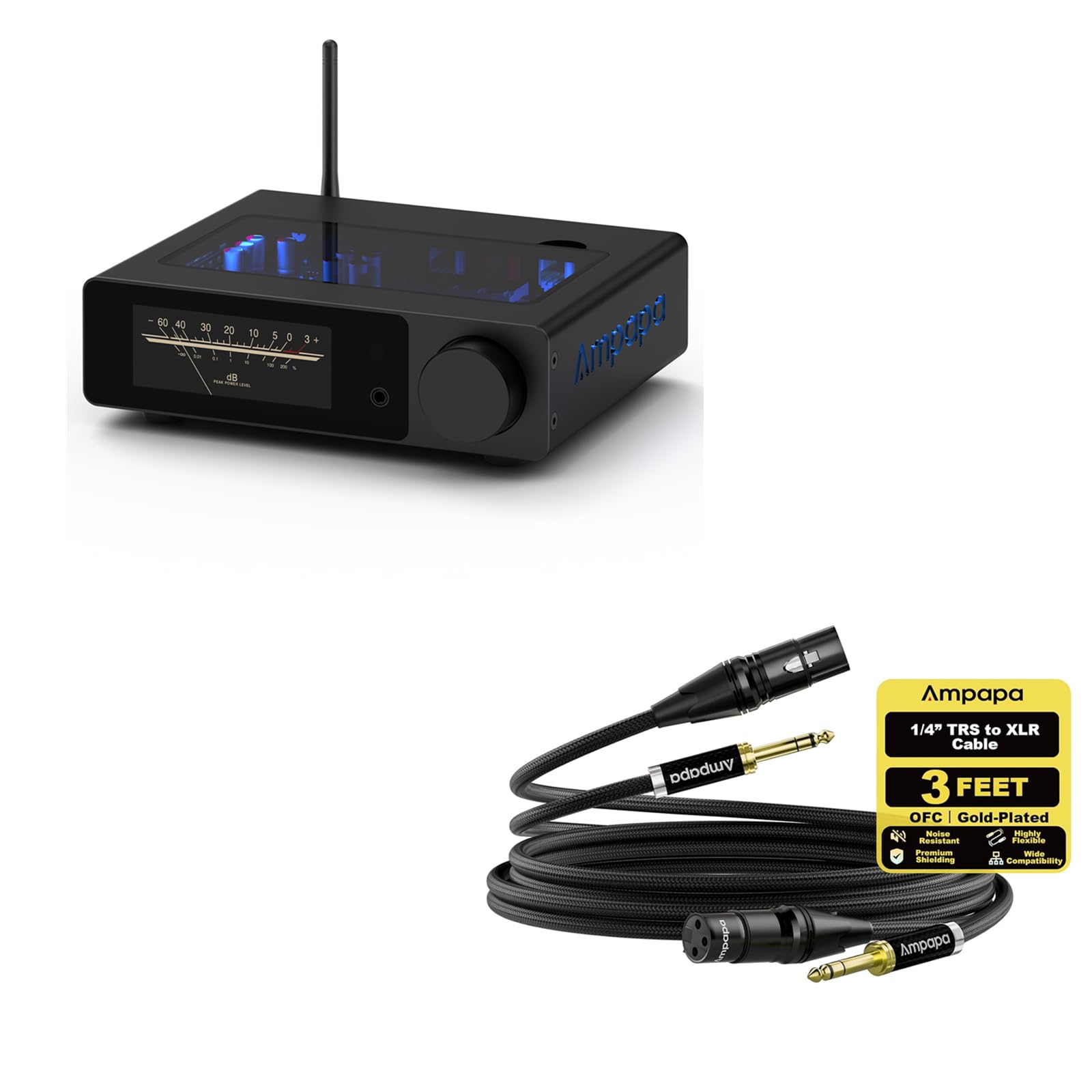 Set di DAC HiFi Q1 e Cavo Bilanciato TRS-XLR – Decoder USB DSD512 a 768 kHz/32 bit con Chip ESS9039/AK4493 per Monitor da Studio e Audio Professionale