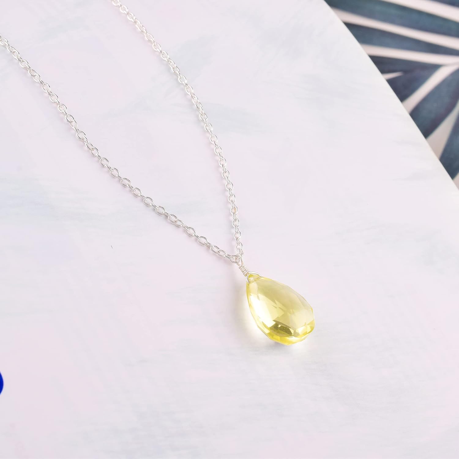 Natural Lemon Quartz Crystals Pendant Necklace, Faceted Pear Gemstone, Energy Healing Crystals, Birthday, Gift for Her, Gemstone Jewelry 18 inch AAA+ Quality - Image 4