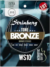 Encordoamento Cordas Violão Aço Strinberg 010 Ws10 C/Nf