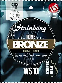 Encordoamento Cordas Violão Aço Strinberg 010 Ws10 C/Nf