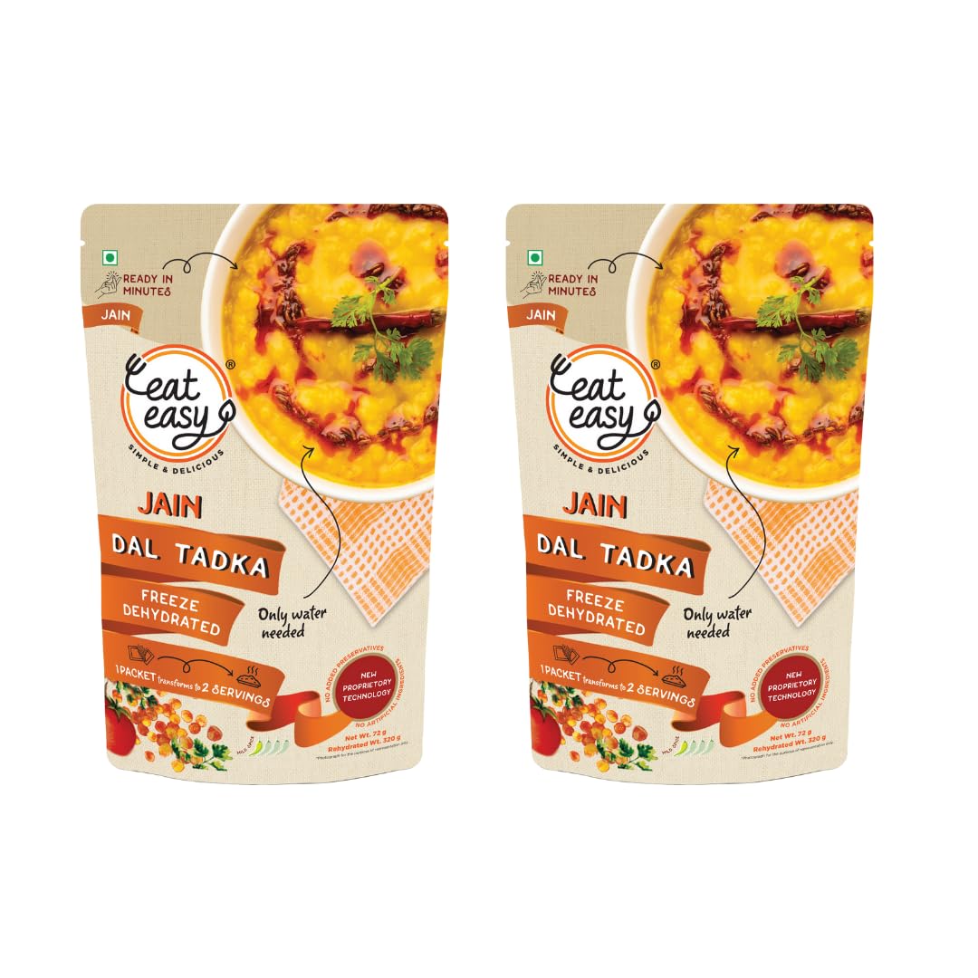Eat Easy Ready To Eat Jain Dal Tadka, 62gm of 1 Pack, Instant Food, Indian Meal, Travel Food, No Preservatives, No Added Artificial Colours & Flavours, Just Add Water and Cook (Pack of 2) (B09TXM9L2T) Amazon Price History, Amazon Price Tracker