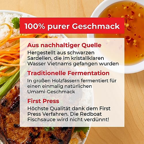 Foto von Red Boat Fischsauce – Reine, natürliche Fischsauce ohne Glutamat, Konservierungs- und Zusatzstoffe – Aus Vietnam, 40°N (1 x 250 ml)