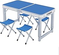Vista 1 de Mesa plegable con taburete, mesa plegable de altura ajustable, picnic, campamento, al aire libre, aluminio ligero portátil, con asa de transporte