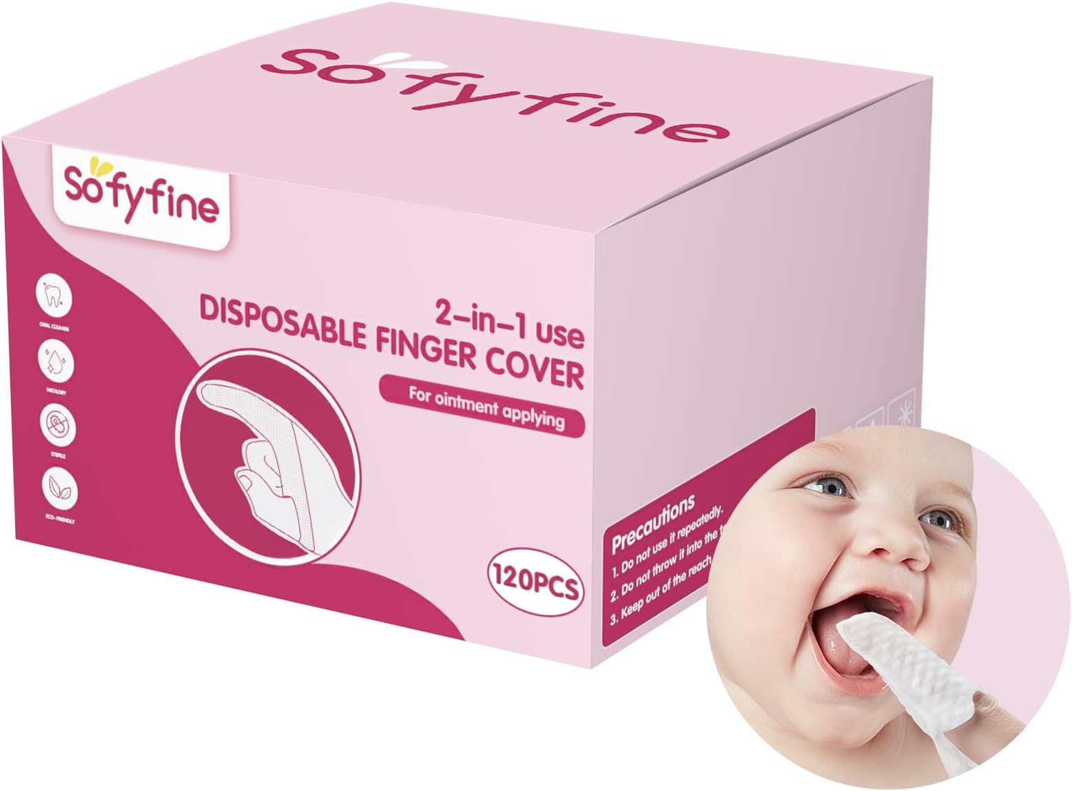 60 Counts Baby Tongue Cleaner and Oral Teeth Finger Toothbrush, Mouth and Gum Dry Wipes,for Newborn,0-24 Months Infants,Toddlers