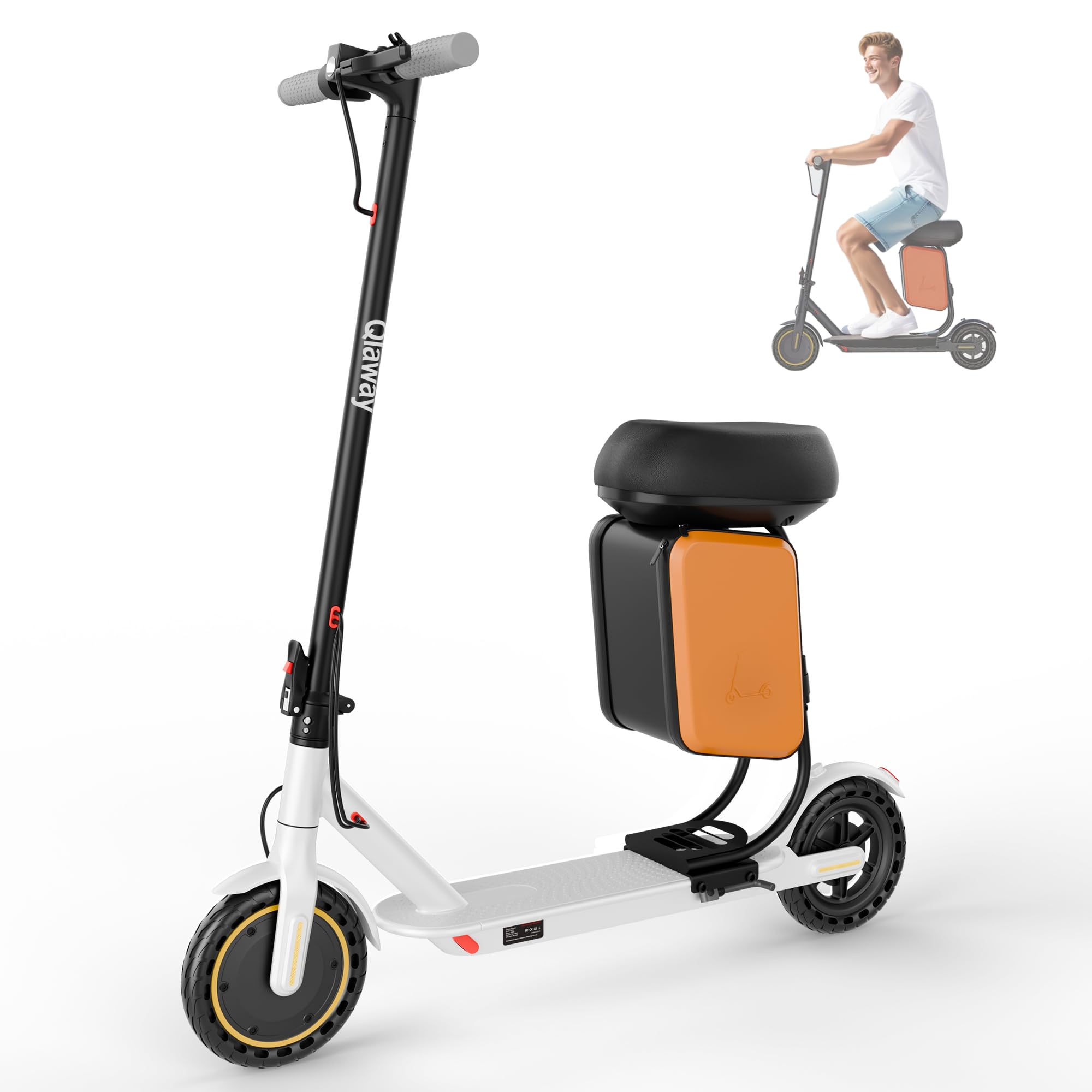 Qlaway Electric Scooter for Adults, 350W/500W Motor, 16-22 Miles Range, 8.5"/10" Solid Tires, Dual Braking & Suspension, Folding Portable Commuting