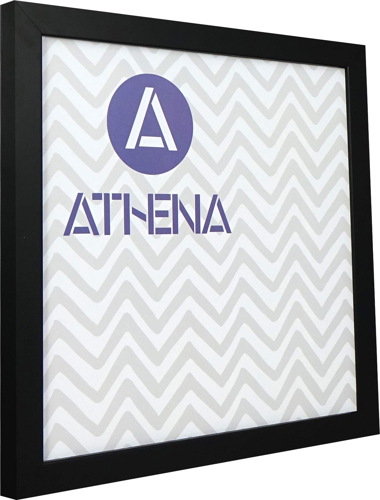 Athena Black Matt Thin Block Premium Wood Picture Frame 40 X 40Cm - 40 X 40 Cm Square Frame - Photo Frame - 40X40 Frame Matt With Clear Styrene Sheet & Wall Mounted Hook – 40 X 40 Cm