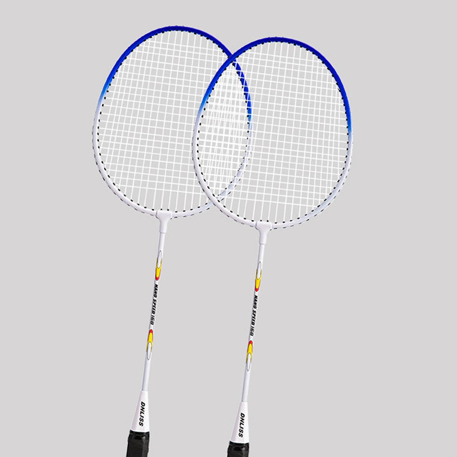 2 Pezzi Racchette da Badminton Set Allenamento Doppio Racchetta Leggera Struttura Resistente Ferro Lega Adatte per Giocare in Giardino Principianti