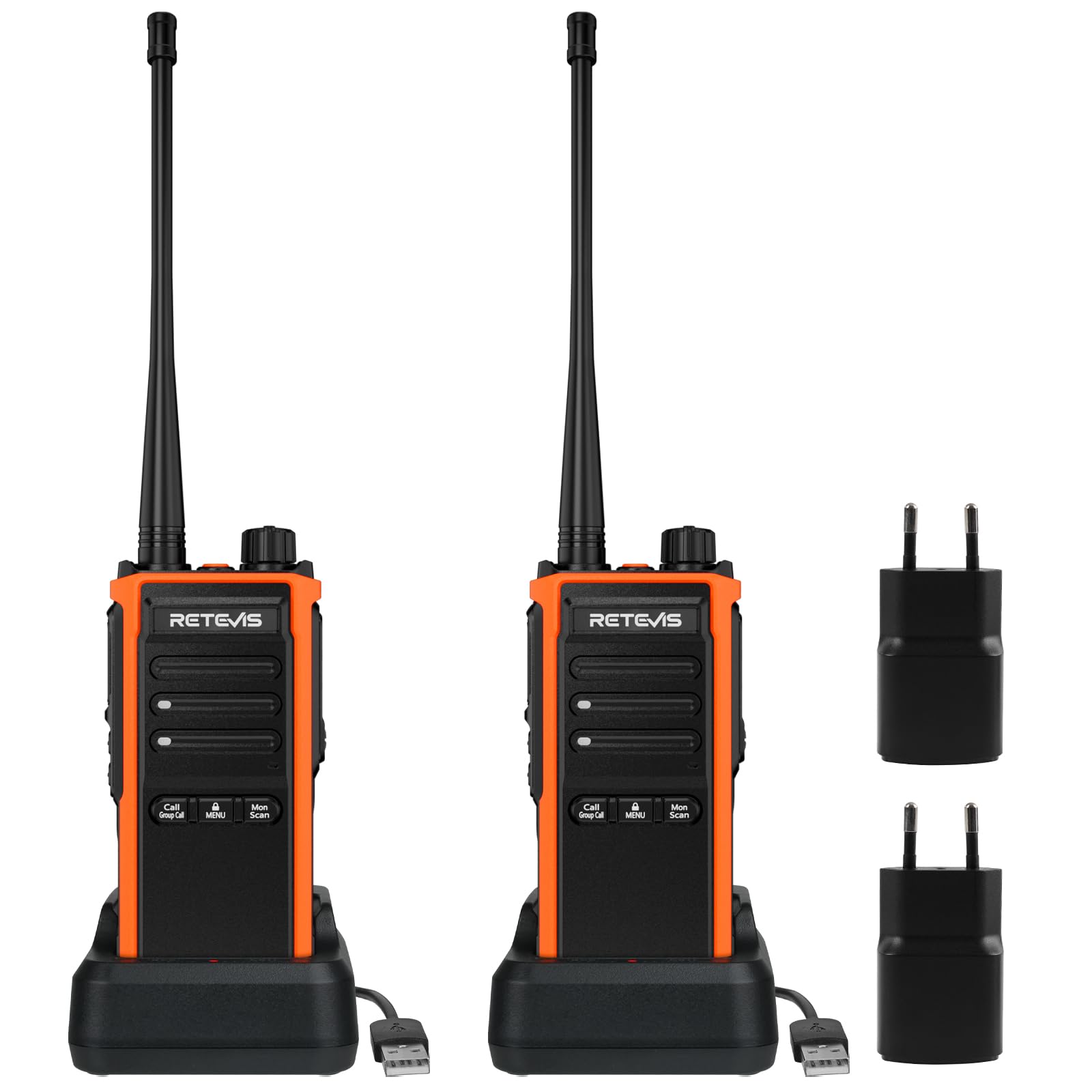 Retevis C65B Walkie Talkie Impermeabile, Ricetrasmittenti Professionale a Lungo Raggio, Impieghi Gravosi, Allarme di Emergenza Woki Toki per Salvataggio Esterno, Costruzione (2 Pacchetto)