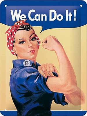 Nostalgic-Art Cartel de Chapa Retro USA – We Can do it – Idea de Regalo para la Cocina, metálico, Diseño Vintage para decoración Pared, 15 x 20 cm