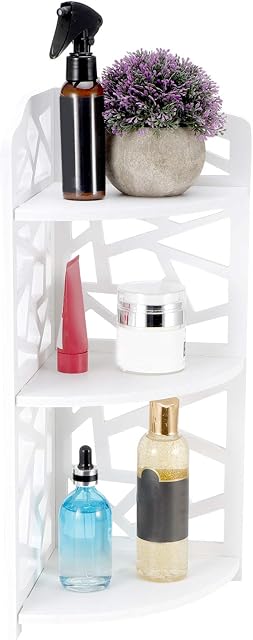 HERCHR White Plastic Shower Caddy Corner Shelf, Freestanding 3 Tier Shower Caddy Bathroom Rack Kitchen Storage Shelf Stand for Narrow Place