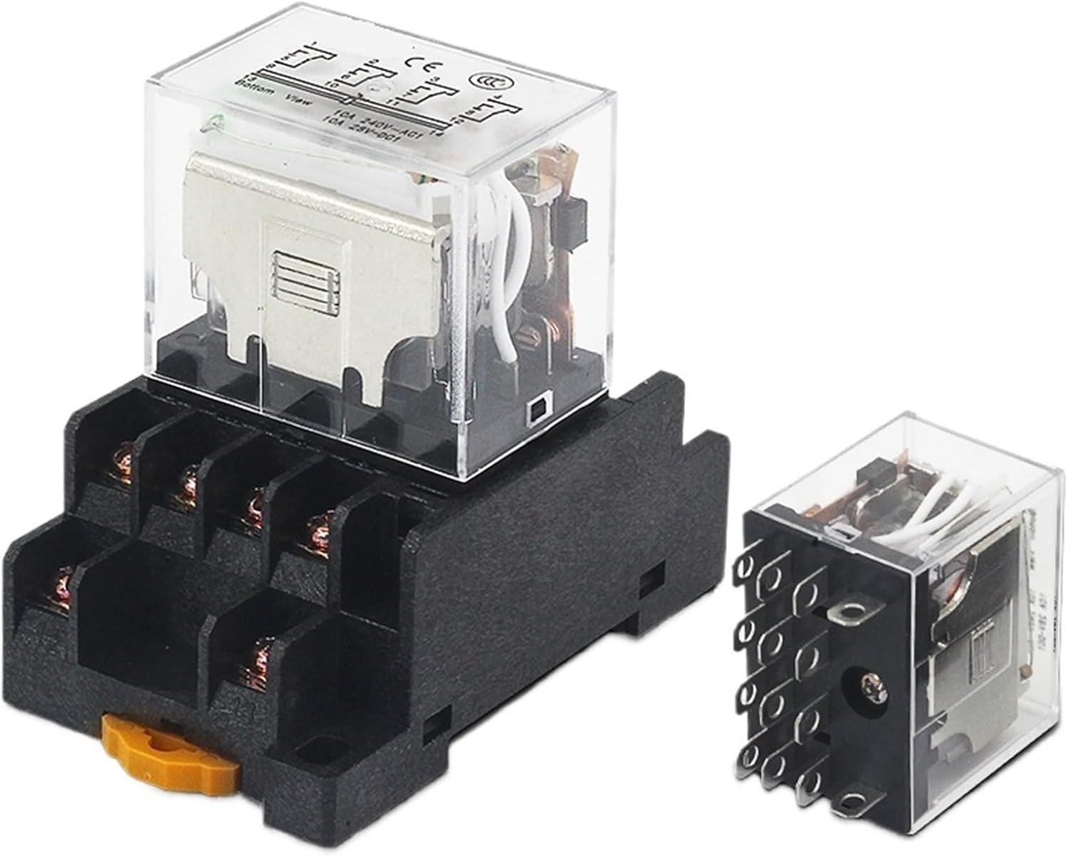 Electromagnetic Coil Universal DPDT Power Relay HH62P HH63PHH64P 12V24V220V Miniature Contactor and Base for Circuit Suction(DC,A Whole Set_HH54P_12V)