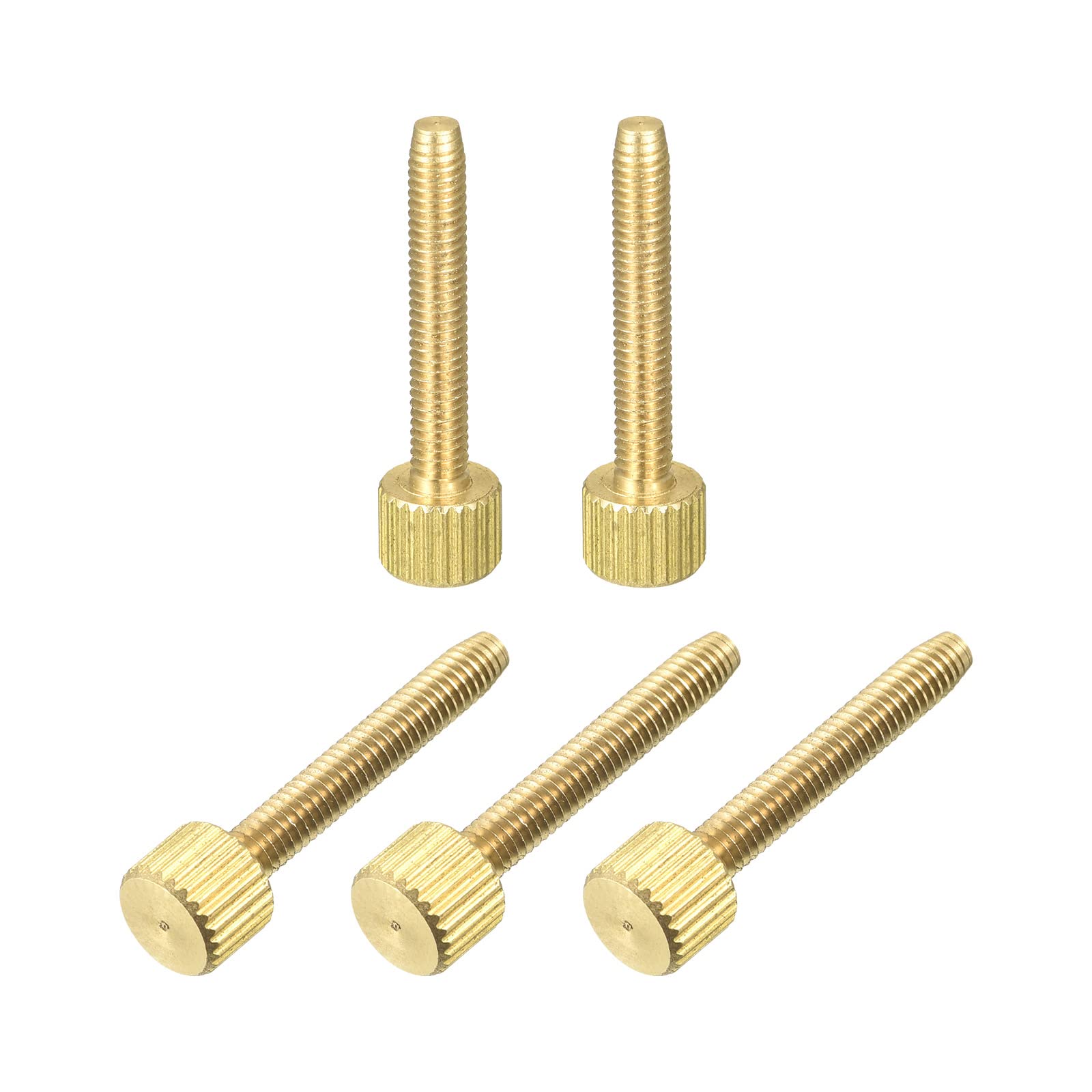 2Pcs Laiton Bouton Moleté Vis, M3x25mm Plat Poignée Boulon Boutons