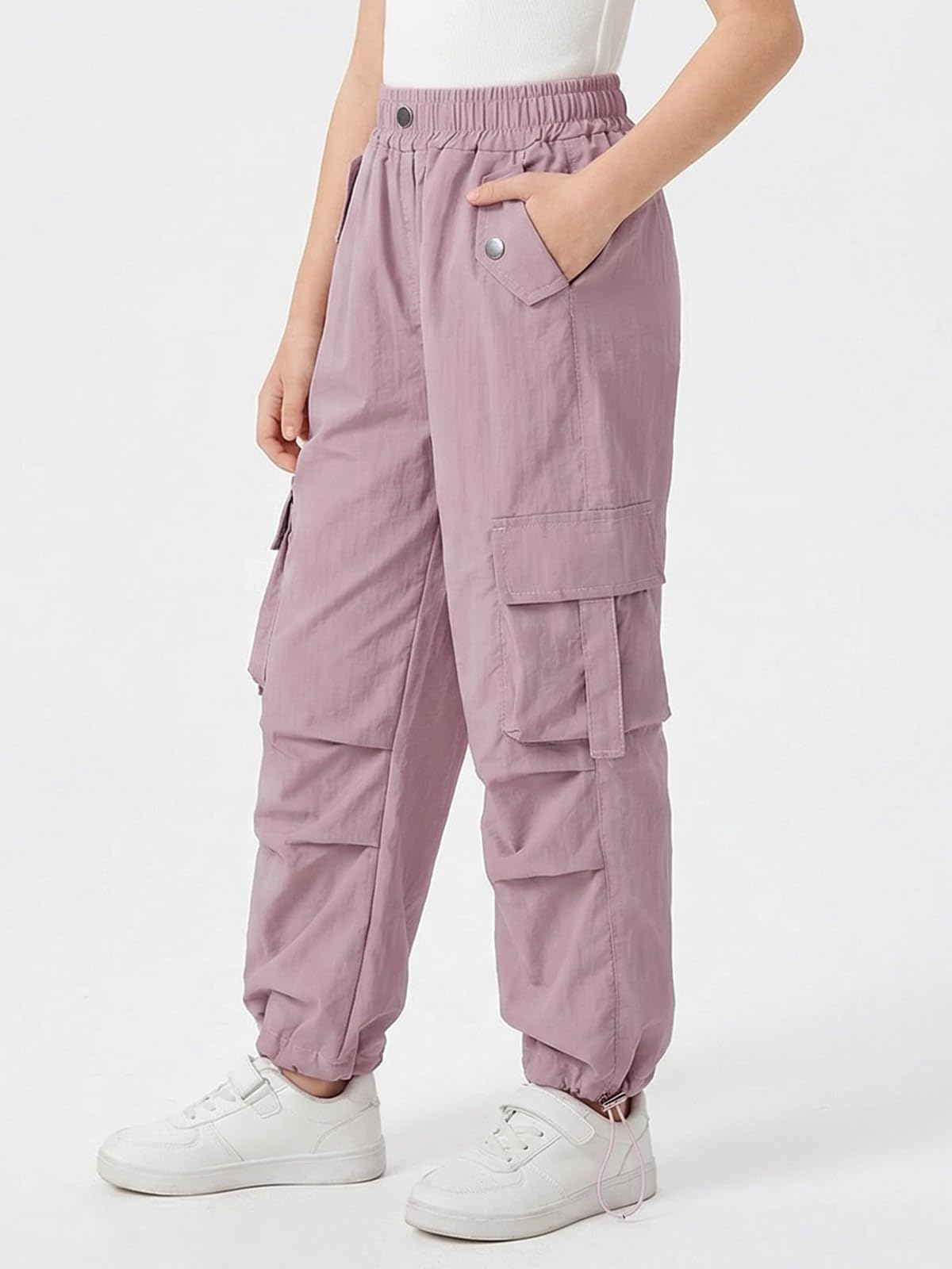 JiAmy Pantaloni cargo da ragazza, gamba larga con elastico in vita, pantaloni larghi casual elasticizzati da danza joggers Y2k per bambini da 5 a 13 anni