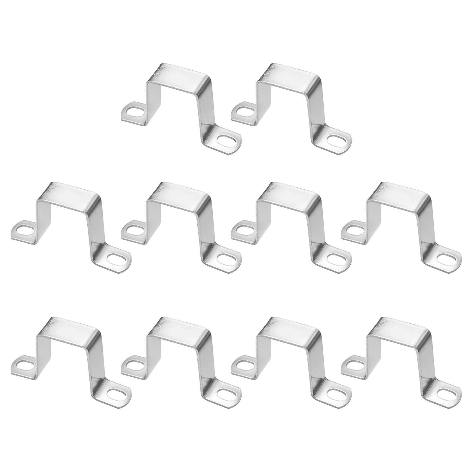 sourcing map Square Pipe Clamp 30x40mm 304 Stainless Steel Silver 10pcs