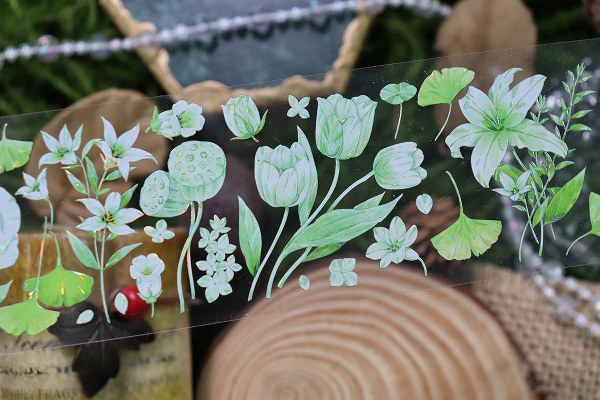 巻売 516★ 海外 マスキングテープ マステ PET 装飾 花 銀河光 WT]海外PETテープ 春ツアー花コレクション 光沢PETマスキング