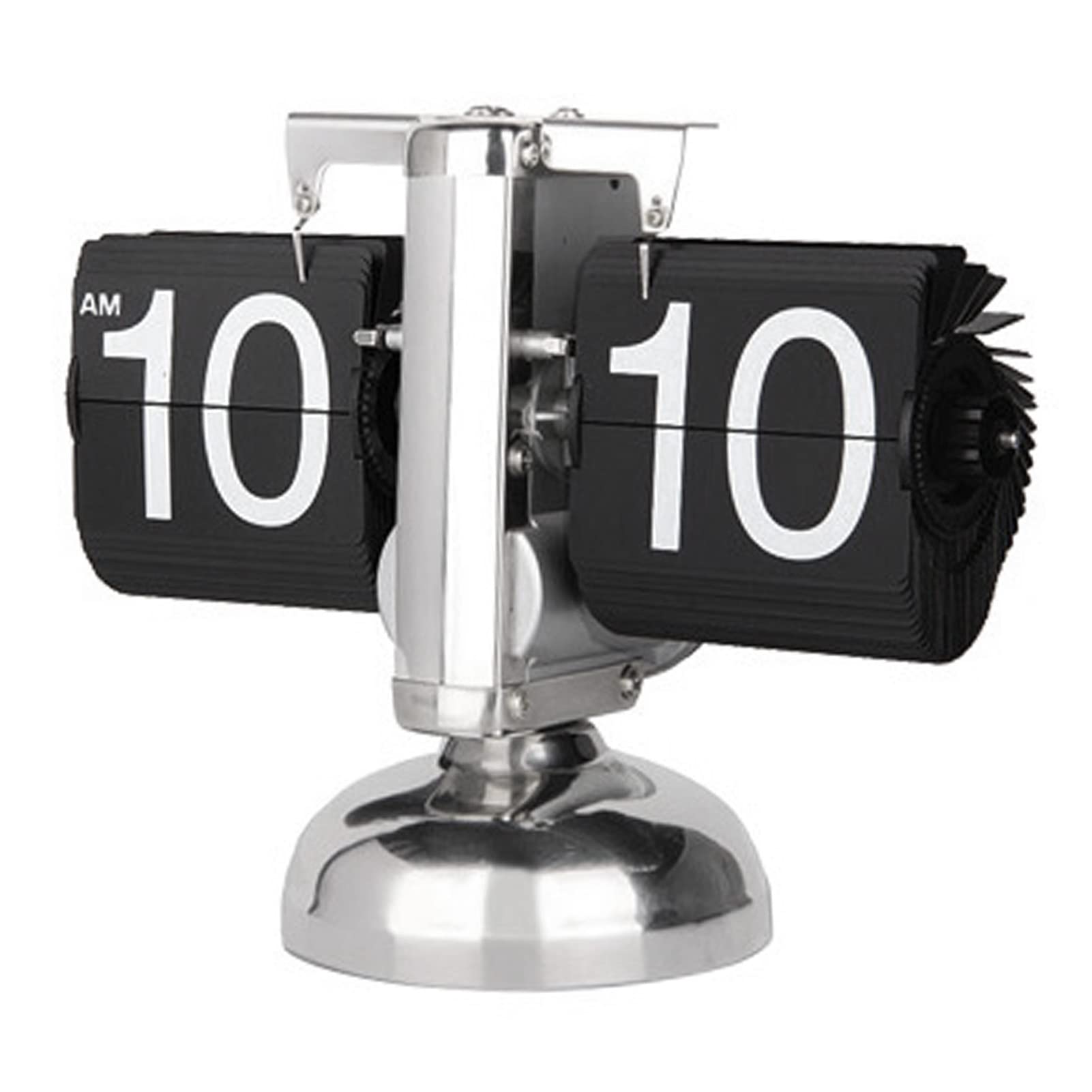Reloj retro con tapa y tapa, reloj de escritorio digital, funciona con pilas, minimalista, con una sola base, reloj de escritorio mecánico para el hogar, salón (negro)