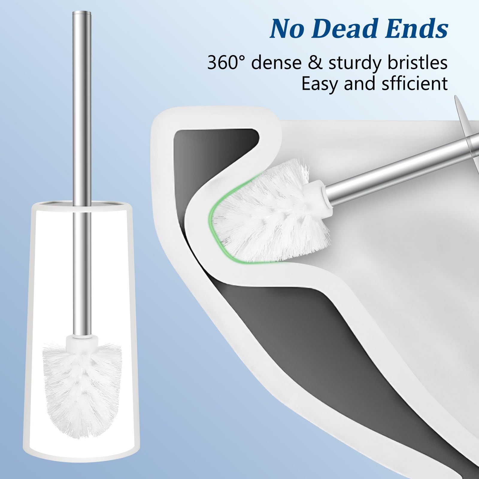 Topsky 2-Pack Closed Toilet Brush Compact Toilet Brush and Holder Plastic Conical Barrel Loo Brush (White) - Image 4