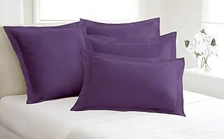 Premium Hotel Quality 4 Piece Pillow Shams 100% Egyptian Cotton 550 Thread Count Pattern Solid (Queen/Lavender )