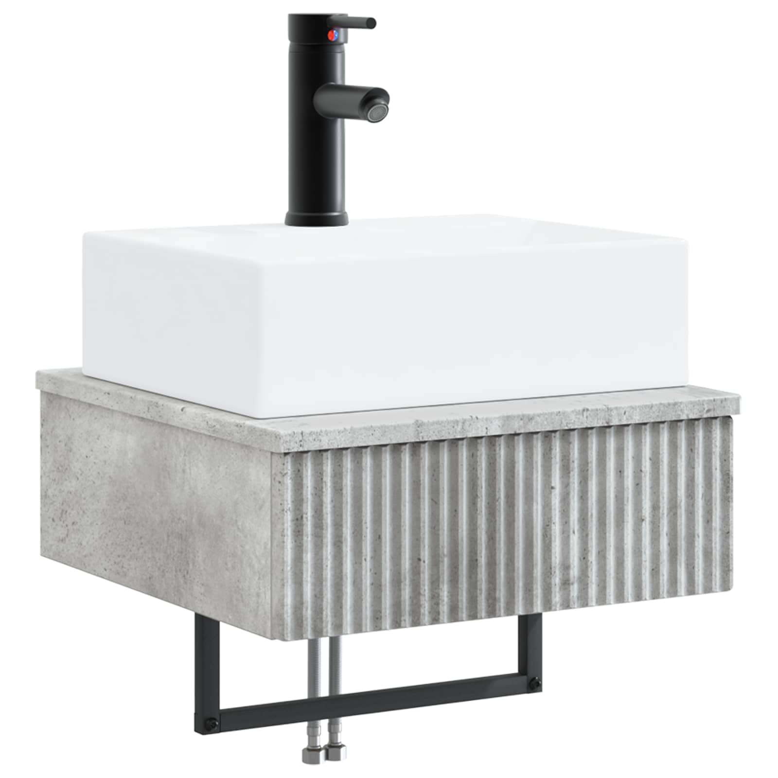 Lavabo mural gris béton 40 x 41 x 39 cm
