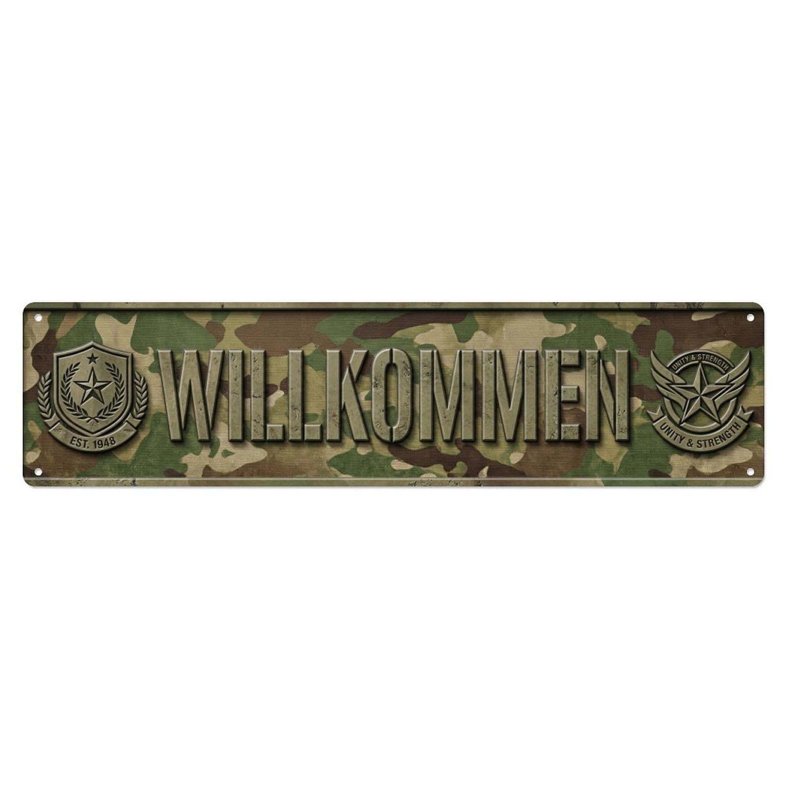 Camouflage Military Tactical Welcome Metal Tin Sign
